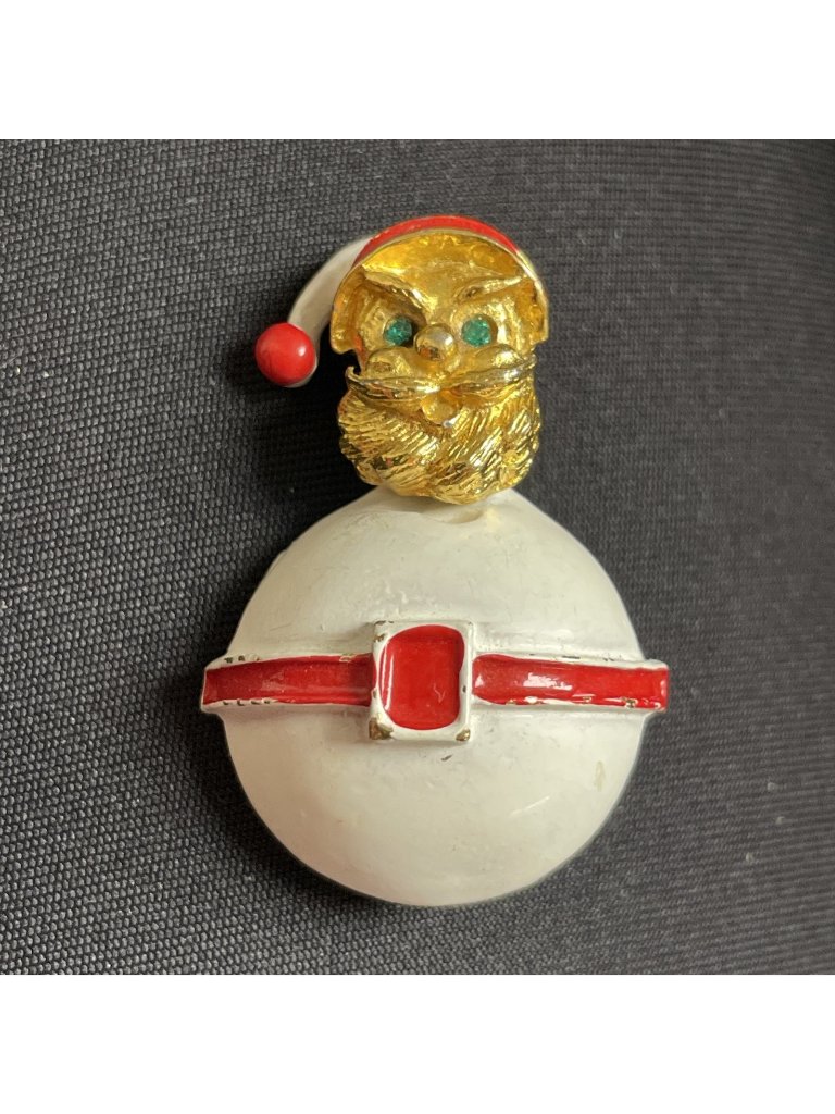 Vtg Signed Art Arthur Pepper Christmas Santa Gold-Tone Brooch Pin Htf